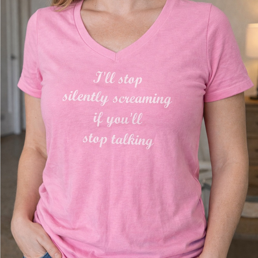 Pink V-Neck Women's Top